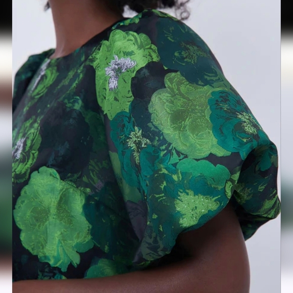 Tuckernuck, New Pomander Place Lyla Green Jacquard Floral Blouse Top SZ Small - Picture 6 of 15